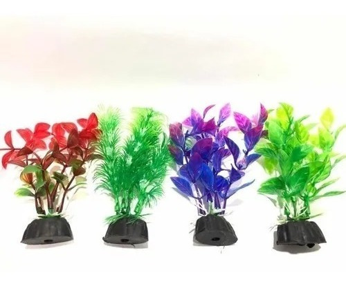 Plantas Artificiais Plásticas 10cm Aquário 04 Un - Betta