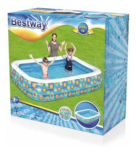 Alberca Inflable Rectangular Bestway 54121 Azul 1,161l Azul