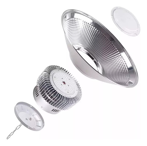 Kit 12 Luminarias High Bay Led 200w Iluminação Galpões Estrutura Prateado
