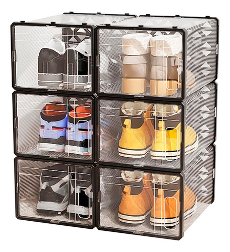 Set 6 Cajas Organizadoras De Zapatos Apilables Multiuso 36cm