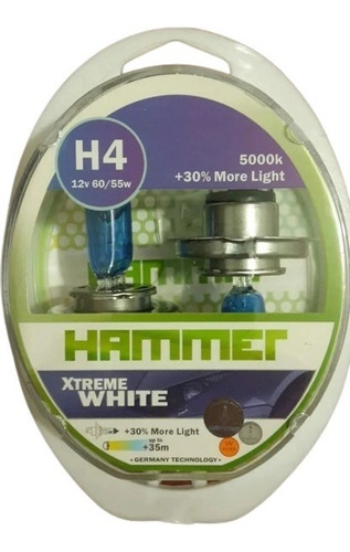 Bombillo H4 Hammer Xtreme White 30% Mas Luz