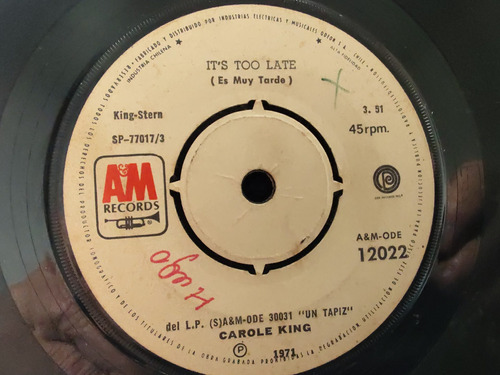 Vinilo Single De Carole King - It's Too Late ( E110-w185