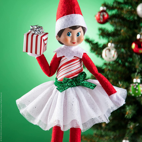 Elf On The Shelf Scout Girl (niña Con Ojos Azules) Con La Co