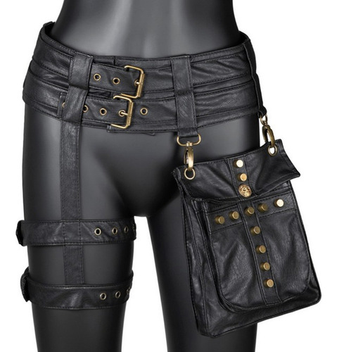 Goth Rock Steampunk Punk Rivet Cintura Pierna Bolsa Hip