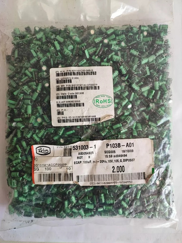 Capacitor Eletrolitico 100uf 10v 105ºc Kit 110 Und
