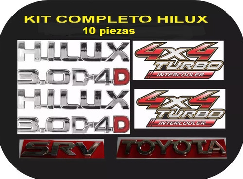 Kit Completo Adhesivos Y Cromados Hilux Srv