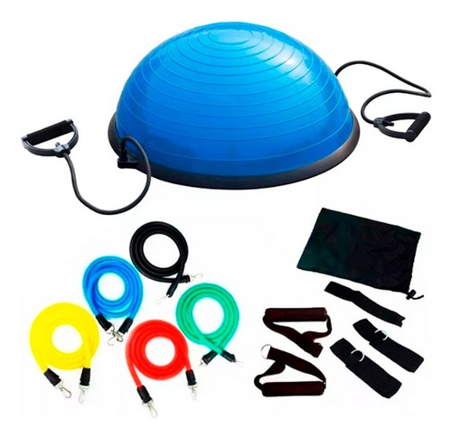 Bosu Con Manillas + Kit Bandas 11 Piezas Elásticas | Sd Med