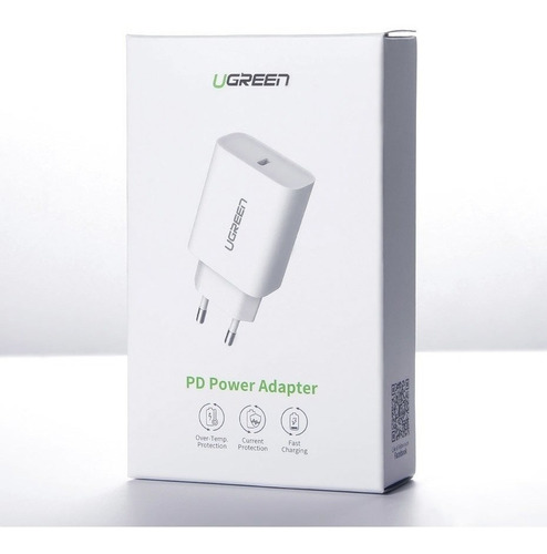 Carregador Rápido Turbo 20w Qc 3.0 Ugreen Saída Usb-C - Cor Branco