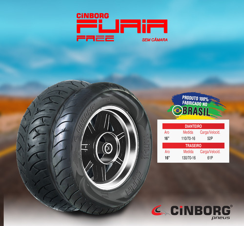 Par Pneus Furia Free Para Moto Citycom 110/70-16 + 130/70-16