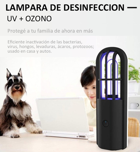 Lampara Portatil Uv+ozono Desinfecta Aire Auto Heladera Casa