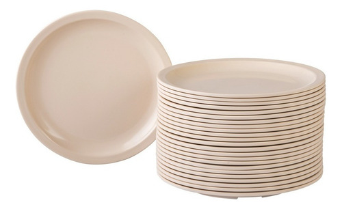 Plato Trinche Chico De Melamina 19 Cm. 24 Piezas Color Arena