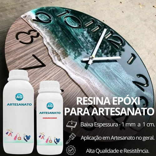 Resina Epóxi Para Madeiras E Artesanatos Kit Com 1kg