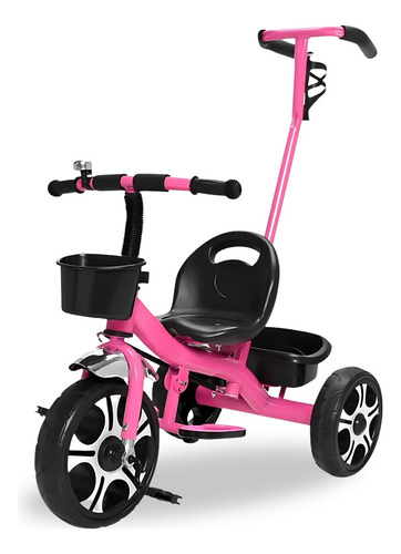 Triciclo Infantil Com Haste Direcionável E Porta Garrafa