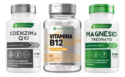 B12 Metilcobalamina + Magnésio Treonato + Coenzima Q10 500mg Sabo...