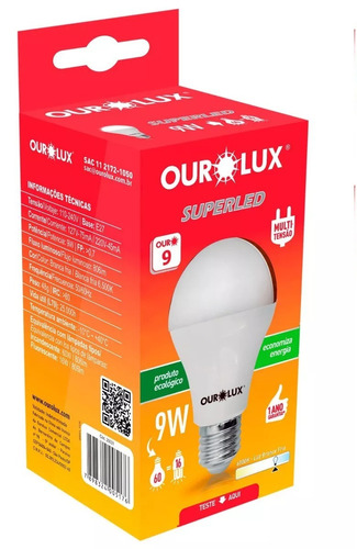 Kit 10 Lampadas Led 9w Superled Ouro Bivolt 6.500 K Ourolux