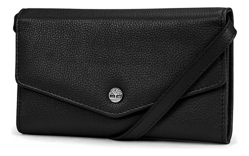 Timberland Portafolios De Piel Rfid Para Teléfono Con Correa Cruzada Desmontable, Negro (pebble), Talla Unica