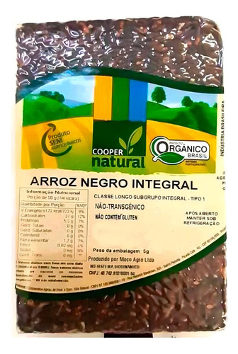 Arroz Negro Integral Orgânico Coopernatural 1kg