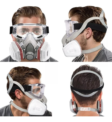 Máscara Antigás Transpirable 6200 Con 10 Filtros Aodon
