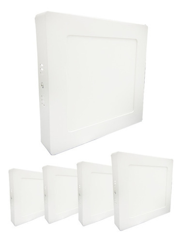 Kit 5 Painel Plafon 12w Led Quadrado Sobrepor Branco Quente Cor Branco