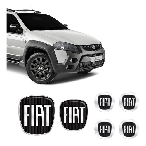 Kit 6 Adesivos Fiat Black Strada Preto Resinado 2006/2020