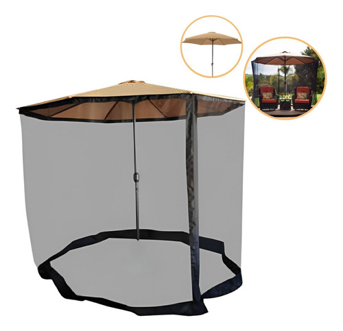 Ombrelone Base Central Redondo 3.3m + Tela Mosqueteiro Bege