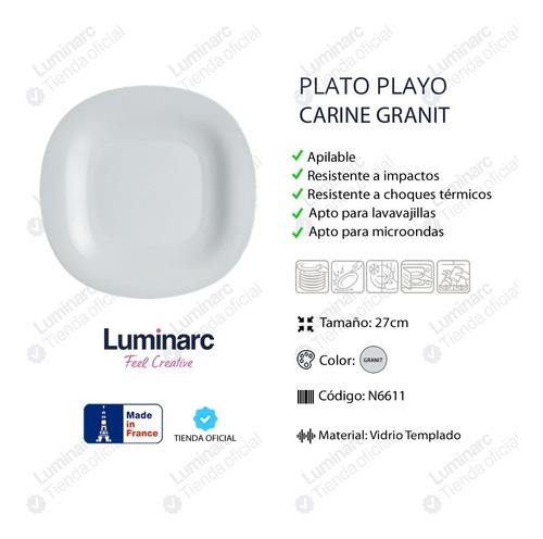 Juego Vajilla Platos Colores Luminarc Carine X24 Piezas Ct