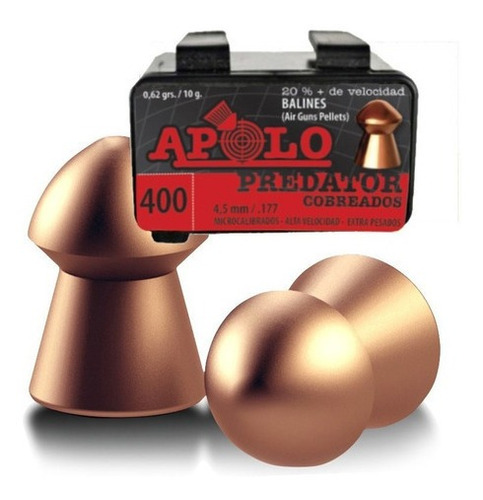 Balines Apolo Predator 4,5 Caja X 400 Aire Comprimido Rifle