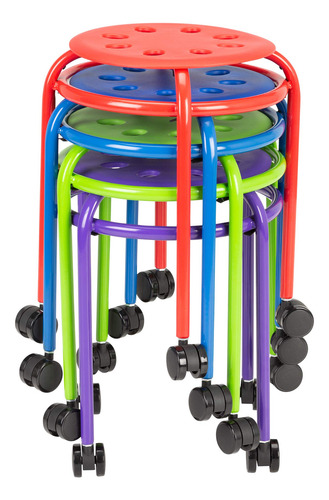 Taburetes Apilables Móviles Coloridos Para Niños Con Ruedas