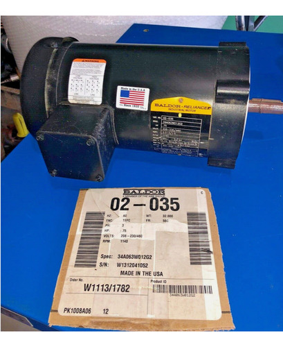 Baldor Reliance Motor - 02-305 34a063w012g2 - .75hp 208 Ccfx