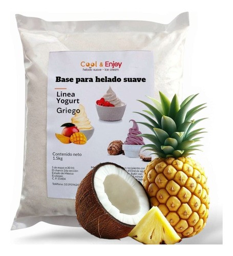 Una Bolsa De Base En Polvo Para Helado Suave | Rinde 5 L Griego Piña Colada