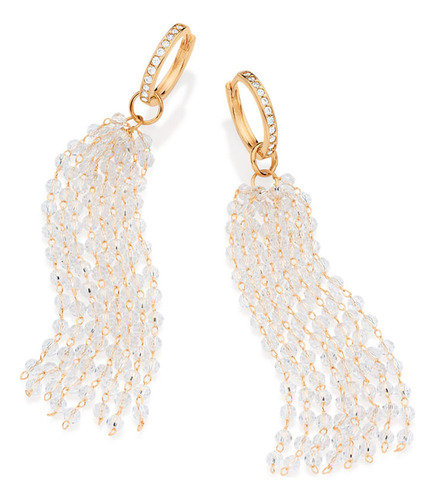 Brinco Cascata Folheado Ouro Com Cristais Rommanel 527223