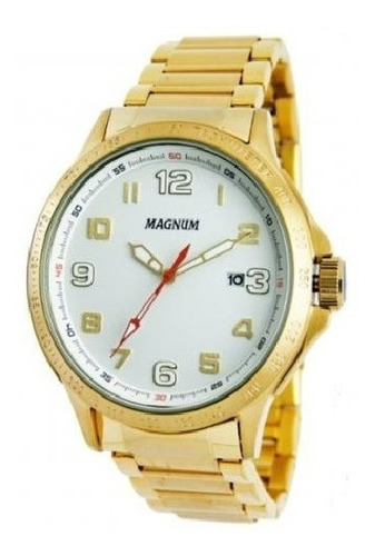 Relógio Magnum Dourado Detalhes Ma31355h Cor Do Fundo Branco