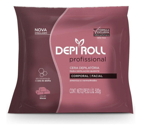 Cera Depilatória Quente Corporal E Facial Rosa 500g Depiroll