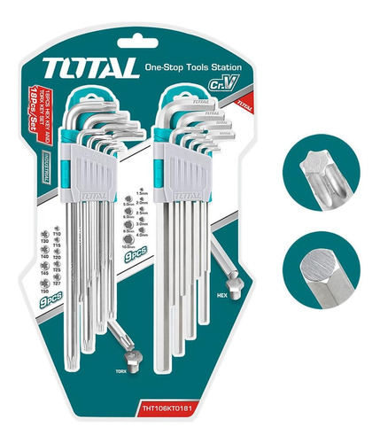 Alem Y Torx Industrial Juego X 18 Pzs Extra Largas Total (th