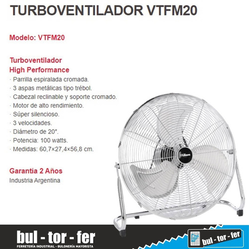 Imagen 3 de 6 de Ventilador Turbo Cromado Reclinable 20 Pulgadas Liliana