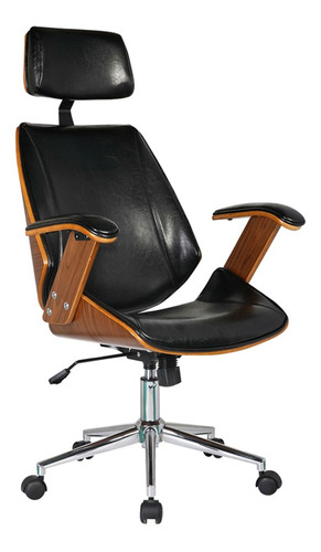 Cadeira de escritório Rivatti Lisboa com apoio de cabeça preta com estofado de poliuretano