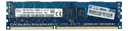 MEMORIA 8GB (1X8GB) 1600MHZ PC3-12800 CL11 ECC REGISTERED SINGLE RANK LOW VOLTAGE DDR3 SDRAM 240-PIN DIMM GENUINE HP MEMORY FOR PROLIANT SERVER BL460C DL360P DL380P ML350P GENERATION 8.  PROD