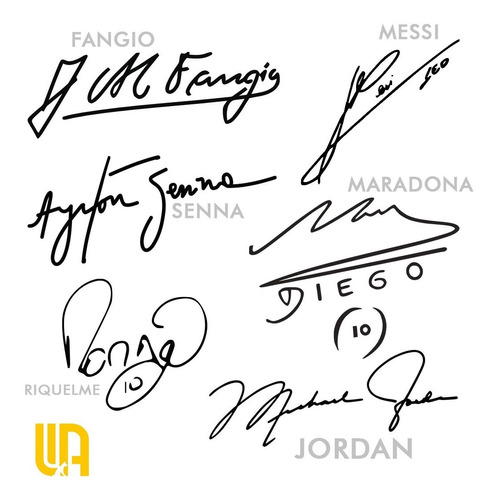 Firma Vinilos Autoadhesivos 2x1 Maradona Messi Senna Jordan