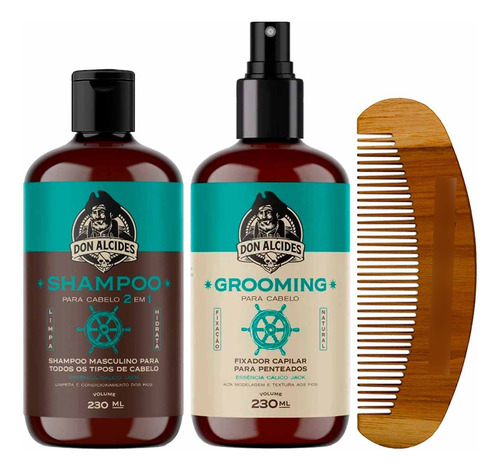 Shampoo Grooming Cabelo Calico Jack Pente Curvo Don Alcides