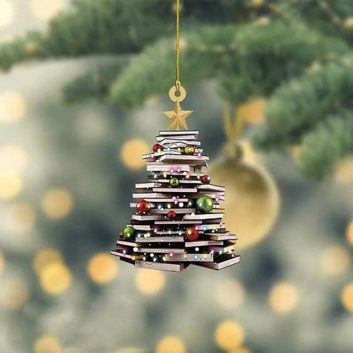 3 Adornos Para De Navidad Con Forma De Libro, Regalos Para A