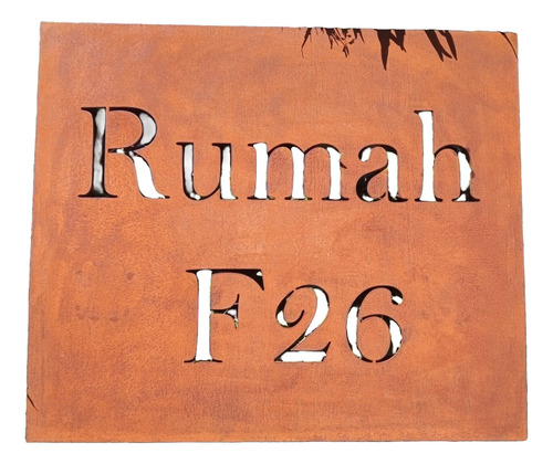 Placa Em Aço Corten Com Números Vazados - Vertical