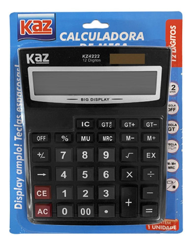 Calculadora De Mesa Kz4222 | Display Amplo | Pilha Aa