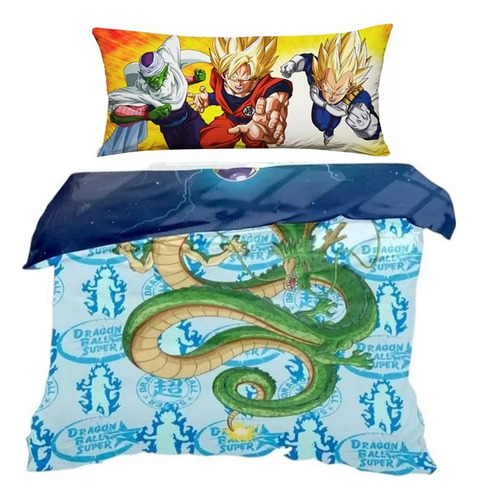 Edredón Matrimonial + Almohada Larga Doble Vista Providencia Color Varios Dragon Ball Súper