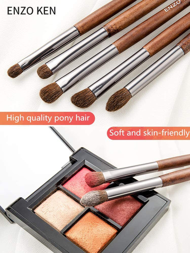 Set De Brochas Enzo Ken Natural Pony Hair Para Sombras De Oj
