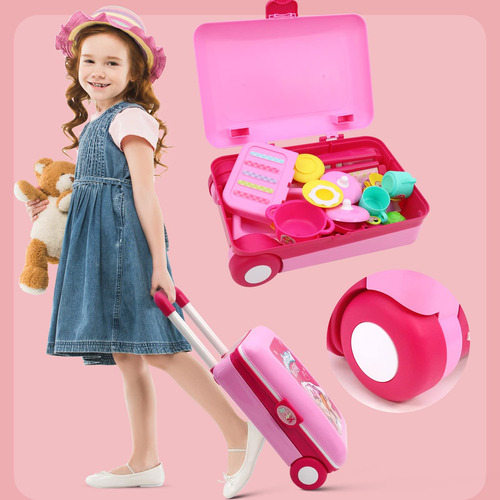 Kit De Cocina Para Niños En Maleta De Viaje 2-en-1 Regalo Color