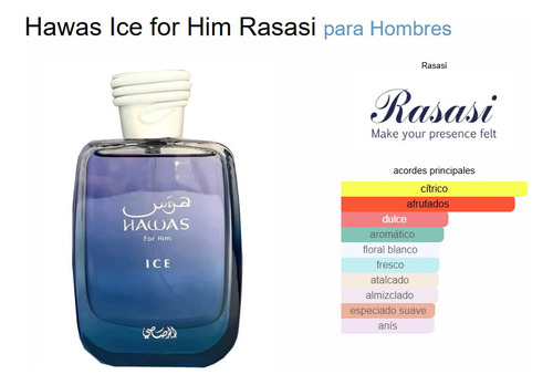 Rasasi Hawas Ice Para Hombre 100ml Eau De Parfum Original