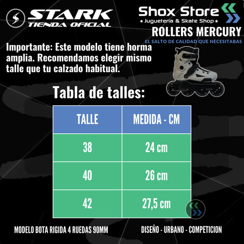 Rollers Stark Mercury 2.0 4 X90mm Bota Rigida Profesional