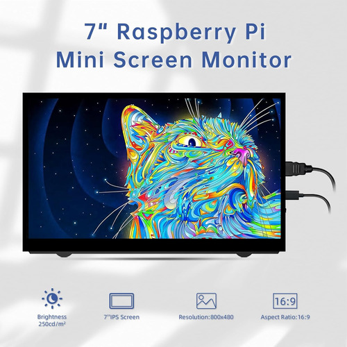 Hamtysan Raspberry Pi Mini Screen Monitor, Pantalla De 7 Pul