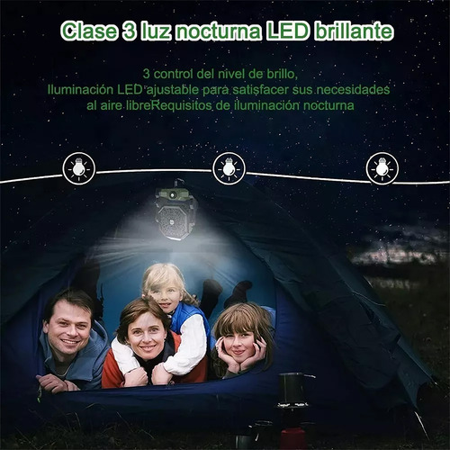 2 En 1 Ventilador De Camping Recargable Portátil Con Luz Led