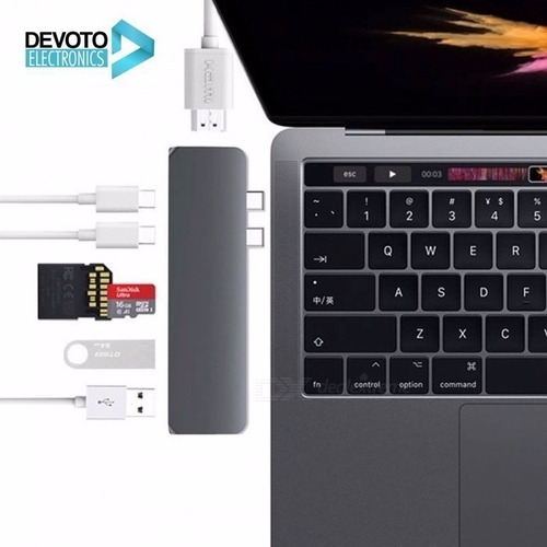 Imagen 3 de 9 de Adaptador Usb C Hub Mac Macbook Air Pro Hdmi 4k Usb C Sd Tf